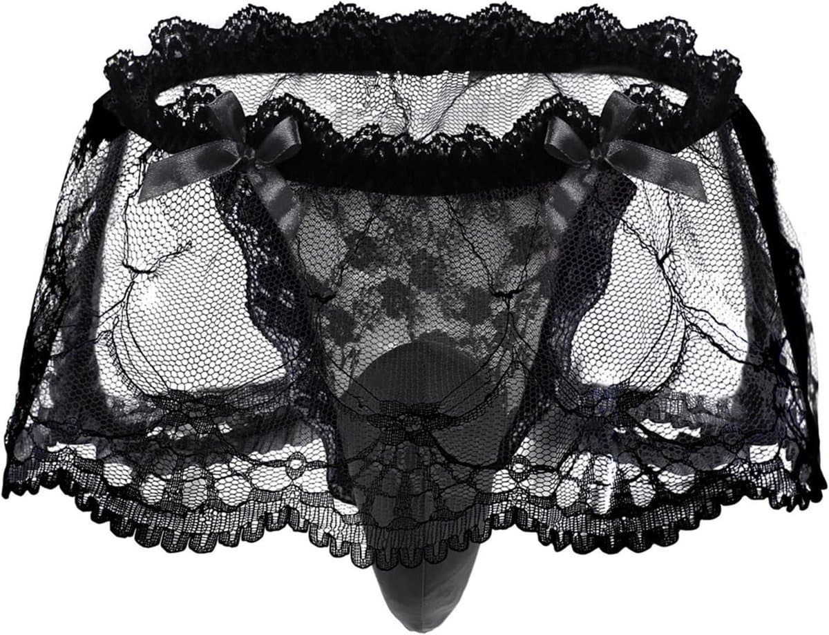Sexy Sissy Panties voor Mannen - Transparante Kanten Slip met Mini Rok voor Crossdressers en Cosplay, Perfecte Erotische Ondergoed voor Nachtclubs en Lingerie Verzameling — afbeelding 1