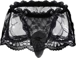 Sexy Sissy Panties voor Mannen - Transparante Kanten Slip met Mini Rok voor Crossdressers en Cosplay, Perfecte Erotische Ondergoed voor Nachtclubs en Lingerie Verzameling — thumbnail 1