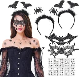 5-delige Halloween Steampunk Accessoires voor Vrouwen met Kanten Handschoenen, Venetiaanse Masker, Gothic Sieraden en Tattoo Stickers voor Cosplay en Feestjes — thumbnail 1