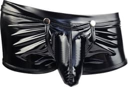 BamBella ® - Boxer short Maat M Datex Zwart (Latex en stof SM kleding BDSM kruisloos erotische heren kleding — thumbnail 1