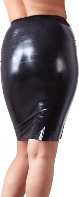 LateX – Latex Rok Wetlook en Extreem Spannend voor Feesten Taille Hoog en Knie Lang– Maat M – Zwart — thumbnail 3