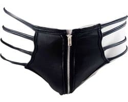 BamBella ® - String - Maat S/M Zwart SM kleding BDSM met rits erotische heren kleding ondergoed lingerie onderbroek zwart