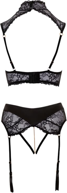 Abierta Fina Elegante Jarretel Set Met Open Kruisje - Zwart — thumbnail 6