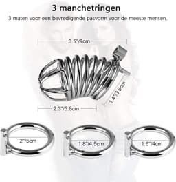 DOWO® - Kuisheidskooi - Metaal - Peniskooi - Kuisheidskooi voor Mannen - Chastity cage - Staal - met Premium Messing Slot - 3 Maten — thumbnail 4