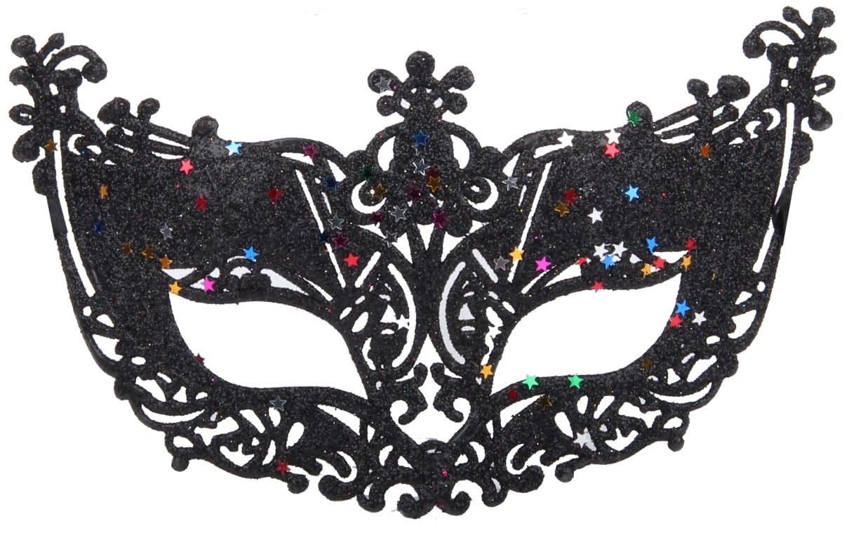 Masker - Venetiaans masker - Oogmasker - Gemaskerd bal - Verkleedmasker feest - Zwart met glitter - Jonyx — afbeelding 1