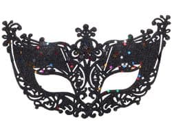Masker - Venetiaans masker - Oogmasker - Gemaskerd bal - Verkleedmasker feest - Zwart met glitter - Jonyx