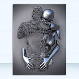 Abstracte Canvasprint Set van 3 - Romantisch Portret in Grijstinten - Modern Wanddecor voor Woonkamer en Slaapkamer - 21 x 30 cm — thumbnail 2