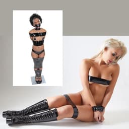 Zwarte Bondage Tape (16m) – Lijmvrije Elektrostatische PVC BDSM Tape voor vastbinden — thumbnail 5