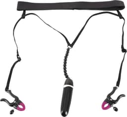 Bad Kitty – Spreid String met Schaamlip Klemmen en Vibratie Bullet voor Anaal of Vaginaal Gebruik – Zwart — thumbnail 3