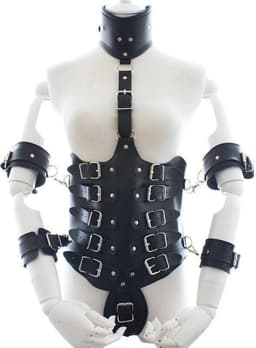 Banoch | Collar Bondage body Harness black/6 - zwart pu leer vrouw harnas - bdsm — thumbnail 1