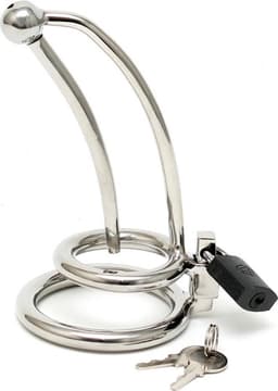 Rimba Bondage Play - Hoogwaardige Roestvrijstalen Urethrale Stretcher met Penisvergrendeling en Cockring — thumbnail 2