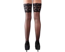 Cottelli Collection – Zelf Dragende Kousen met Kanten Rand voor Sexy Look – Maat L – Zwart
