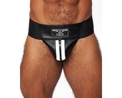 Mister b leather premium jockstrap black/white xs