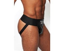 Mister b leather premium jockstrap black/grey small
