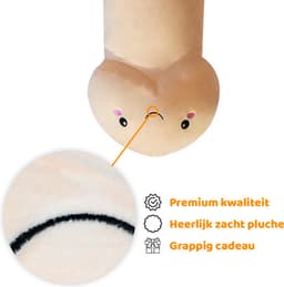 Super zachte XXL Penis knuffel - Piemel kussen - XL formaat (1 meter) - Crème Wit — thumbnail 2