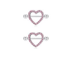 Hartvormige barbell - Hypoallergene piercing voor vrouwen - Sieraden van roestvrij staal - Tepelringen
