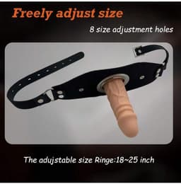 Gag Ball penis - Seks speeltje - Gag Bal mond strap masker bdsm fetish sm - gebroken wit — thumbnail 4