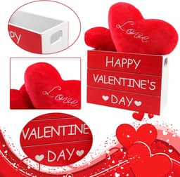 Houten Valentijnsdag Decoratieset met Pluche Harten en Rozenblaadjes — thumbnail 4