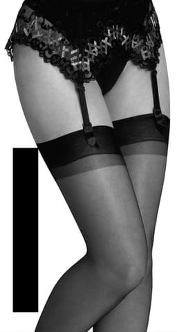 Clio Kousen - Jarretel Kousen - Kousen - Glad Boord - 100% Nylon - 15 Den. - T6 - XXL - Zwart — thumbnail 1