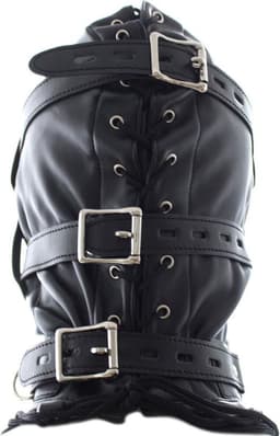 Banoch - Inferno Bondage Mask black - Zwart pu leren bondage masker met Gag & oogbedekking | BDSM — thumbnail 5