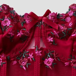 Sexy Lingerie Bustier Dames – Kant Topje met Borduursel – Paars Crop Top — thumbnail 5