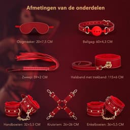 DOWO® - BDSM Extreme Bondage Set - 16 Delig - Erotische Dobbelsteen - SM Handboeien - Zweep / Veer / Zweepje - Sex Toys voor Koppels - Seksspeeltjes voor Mannen en Vrouwen - Sex Pakket en Toys - Rood — thumbnail 5
