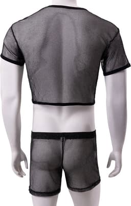 Transparante kleding set mannen - Topje en broekje - Short - Crop - Erotische set heren - Sexy - Clubkleding — thumbnail 3