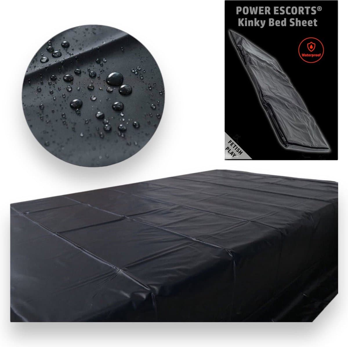 BR190 – Power Escorts Kinky Zwart Sex Laken – 160 x 227 cm — afbeelding 1