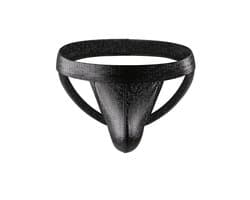 LekkerStout Jockstrap - Zwart - PU Leder - Honingraat - Maat L | LS192