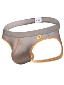 Sexy Ice Silky Jockstrap - Grijs met Gouden Details - Zijdezacht & Verleidelijk - Maat L | LS108 — thumbnail 1