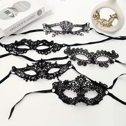 Mystery Nights – Set van 5 Zwarte Kanten Maskers | Erotisch | Fetish | Kinky Party | Festival | Masquerade | BDSM | Boudoir | Erotische Accessoires | Festival | Gezichtsversiering | Themafeest | Chique | One Size | Dare to Undress — thumbnail 3