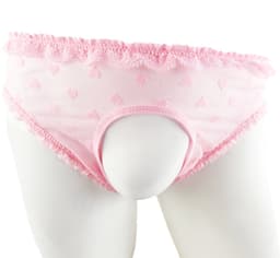 BamBella ® - ondergoed - maat L/XL - Roze heren onderbroek hartjes open kruis kant mannen — thumbnail 1