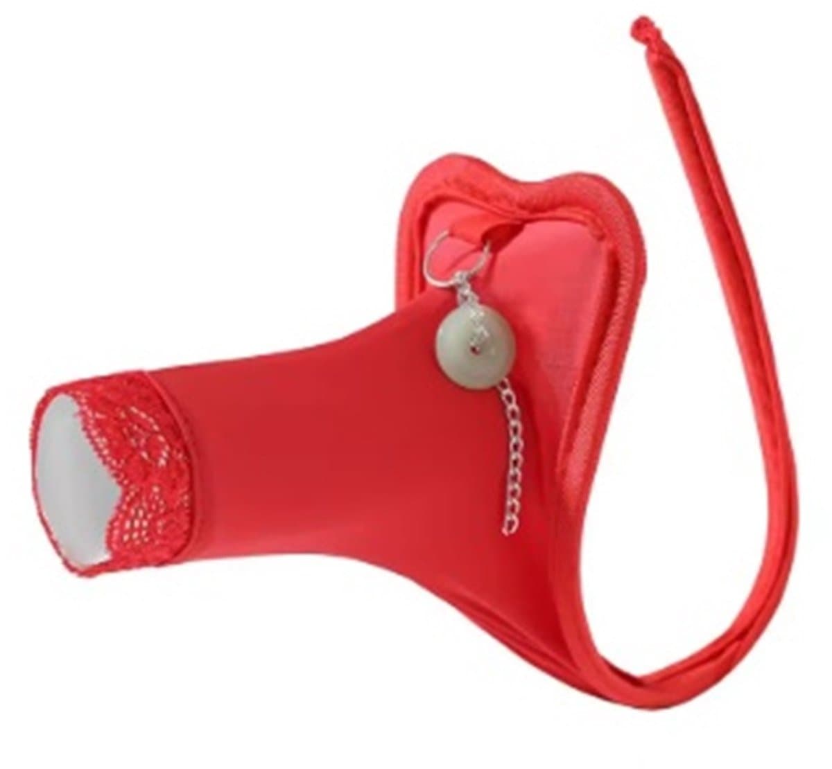 BamBella ® - Penis sleeve string zonder bandjes - maat Onesize - Sexy erotische heren onderbroek Rood mannen rollenspel valentijnsdag — afbeelding 1