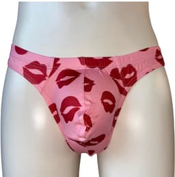 LekkerStout Heren String Kusjes-Print - Roze/Rood - Sexy Herenondergoed - Maat L | ( LS246 ) — thumbnail 1