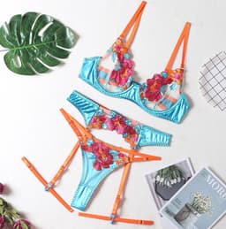 Prachtige elegante lingerie set - 3-delig - Beha, Slip en Jarretels - Erotische vrouwen ondergoed - Sexy en uitdagend - Goede kwaliteit — thumbnail 3