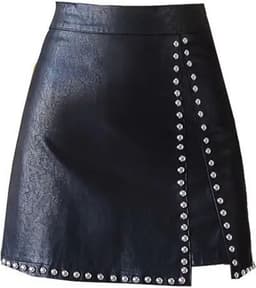 Lange Lederen Rok - V-Split - Hoge taille - Zwart - PU Leder - Sexy — thumbnail 2
