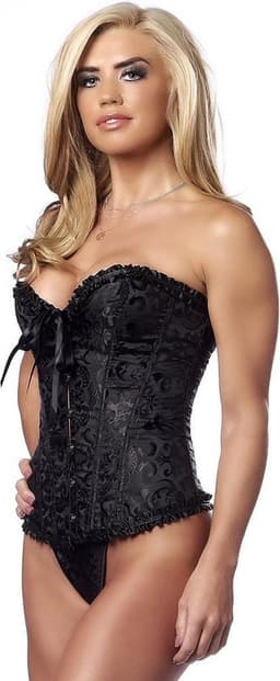 Amorable Burlesque Rijgcorset met String - Zwart M — thumbnail 3