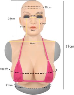 Siliconen borst + gezicht combinatie - 100% Medische Hypoallergene Siliconen - Realistisch - Crossdresser - Transgender - Travestiet - Mastectomie - Hoofd - Gezichtsmasker - Female Face - Femboy - kunstborst - fake boob - siliconen borsten - nepborst — thumbnail 4