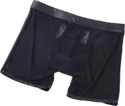 LekkerStout PU Boxershort Met lange Pijpen - Open Kruis - Zwart - Sexy Herenondergoed | M | ( LS067 ) — thumbnail 5