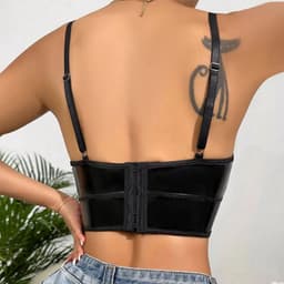 Glanzend Sexy Topje - BH - Zwart - Festival - Lingerie - Dames — thumbnail 2