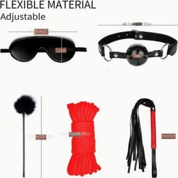 11 stuks BDSM Bondage Volwassen Speel Bondage Gag Blinddoek Spanking Paddle Veilig Bed BDSM Kit Boeien Nipple Clamps Whip Ball Gag Rope Role Play Sex Toy Voor Vrouwen Paar (Zwart) — thumbnail 3