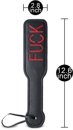 BDSM Paddle met ‘FUCK’-Print – Zwart/Rood – PU Leer – Dominantie Accessoire voor Spanking & Roleplay — thumbnail 4