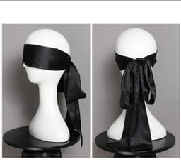 Satijn Blindfold en Bondage in 1 - Zwarte Satijnen Blindfold & Bondage Strap – Voor Een Spannende Nacht Vol Verleiding - kleur Zwart — thumbnail 2
