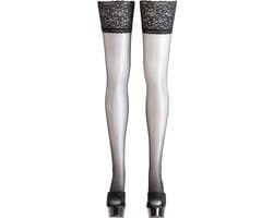 Cottelli Collection – Zelf Dragende Kousen met Kanten Rand voor Sexy Look – Maat XS – Zwart