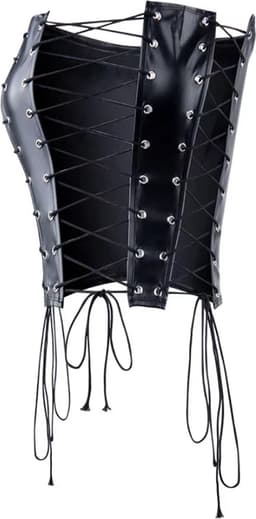 Sexy Corset Top met Vetersluiting - Lingerie - Faux Leder - Dames - Zwart — thumbnail 5