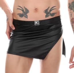 Mini Rok Heren - Leer Look - Heren Lingerie - Ondergoed - Zwart — thumbnail 4