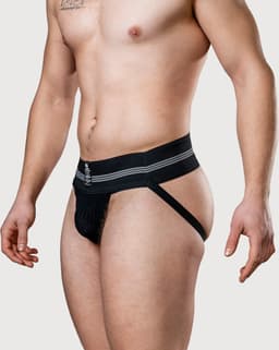 MM Sports The Original No. 10 Swimmer/Jogger Jockstrap 3 inch Black - MAAT S - Heren Ondergoed - Jockstrap voor Man - Mannen Jock — thumbnail 4