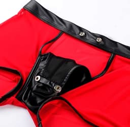 BDSM Boxershort met knoopjes voor open kruis - Heren Erotische lingerie - PU Leder - Transparant — thumbnail 2