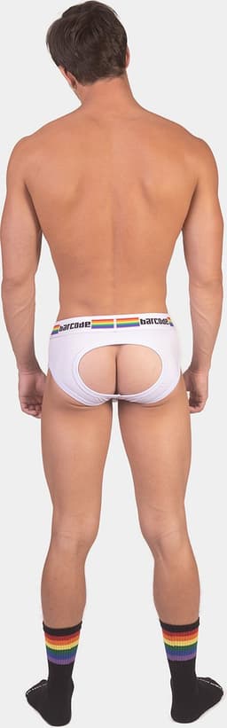Barcode Berlin Backless Brief Pride White - MAAT XL - Erotisch Heren Ondergoed - Slip voor Man - Sexy mannen Slip — thumbnail 2