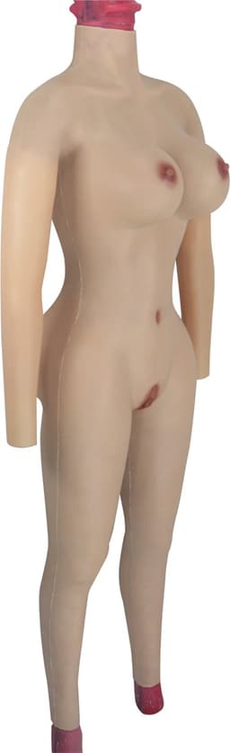 Full body met rits - Lang - Cup E - + kanten choker - 100% Hypoallergene Medische Siliconen Huid - Bodysuit lang - Crossdresser - Transgender - Mastectomi - Wearable body - Kunstmatige Nep Borst - Femboy - Body4Everybody — thumbnail 5